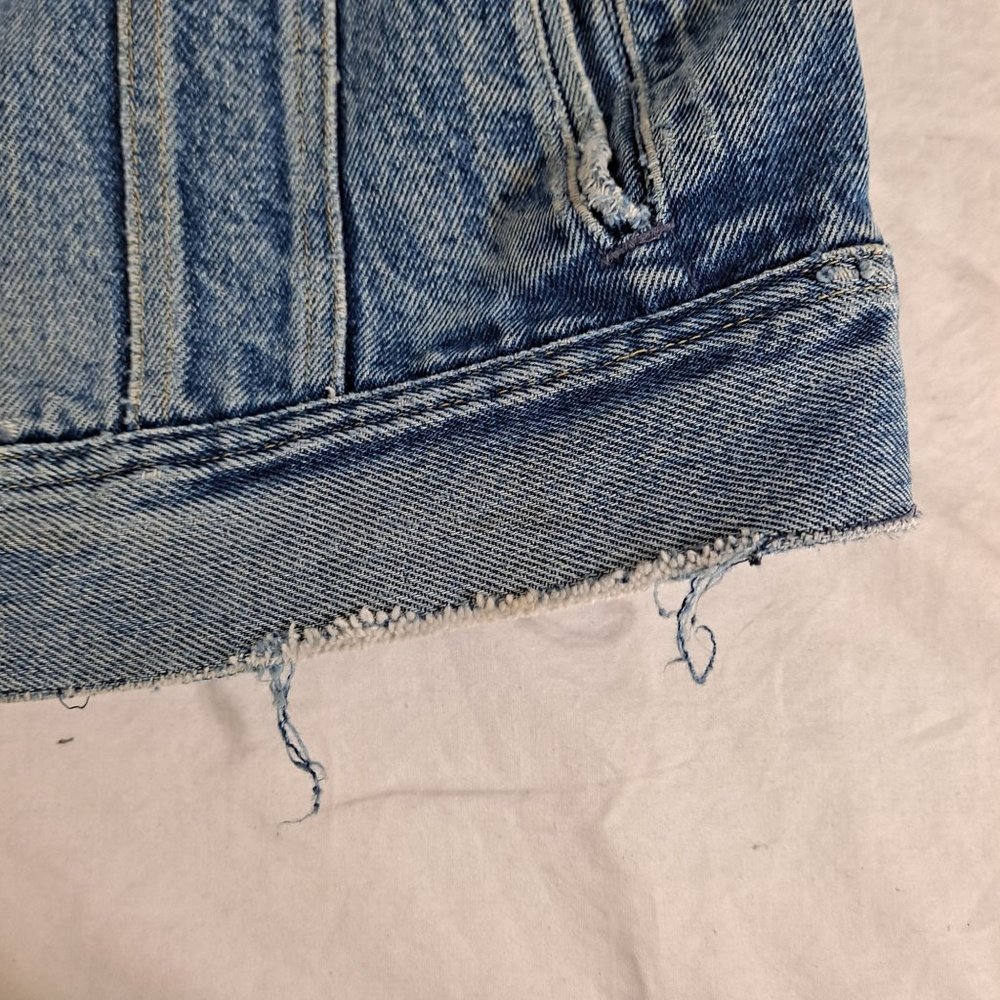 Vintage Storm Rider Lee Jean Jacket Men 46 Long Union Made Blanket Lined Denim - Picture 10 of 15